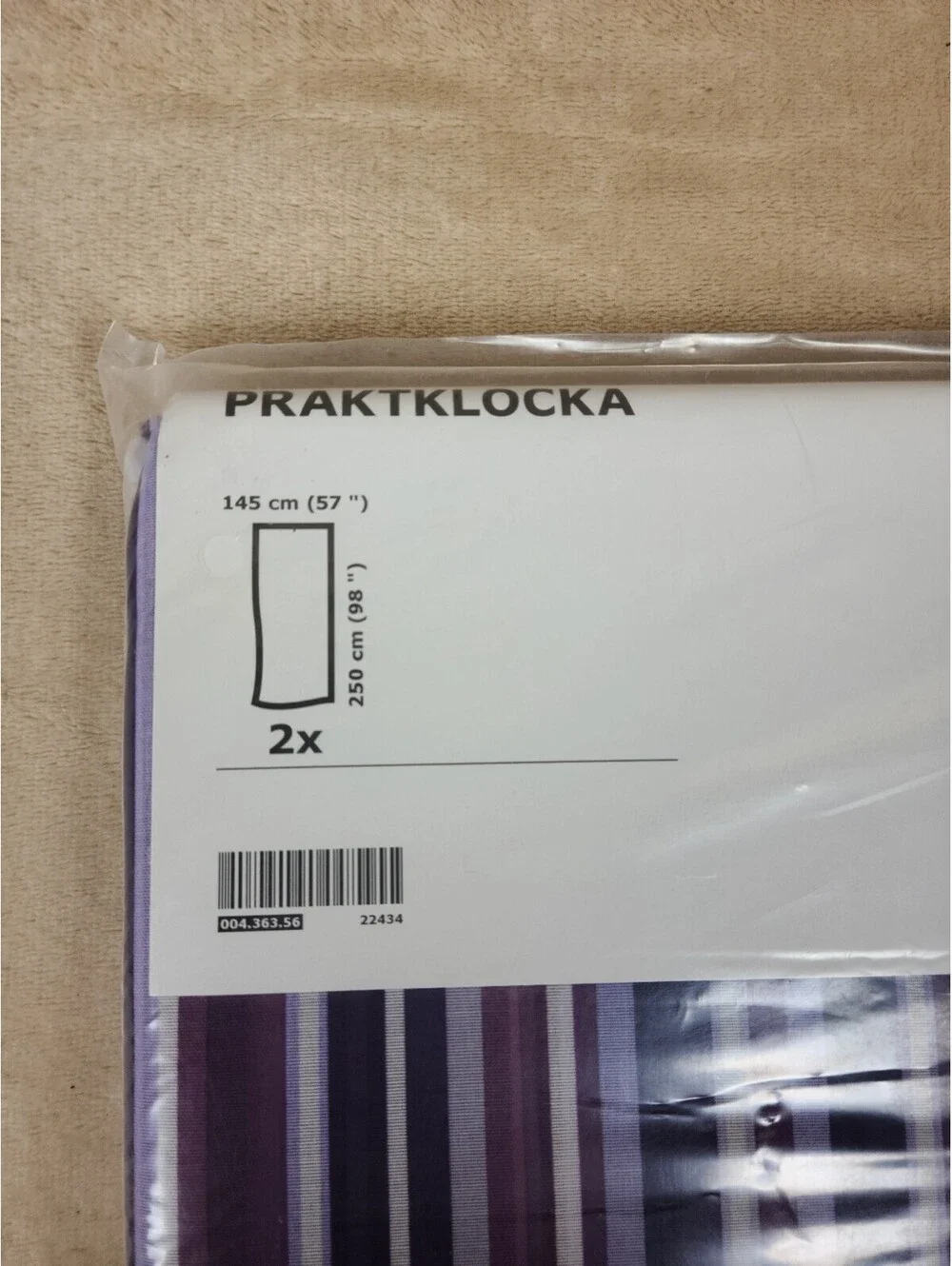 Ikea PRAKTKLOCKA Curtains Pair Lilac Purple Striped